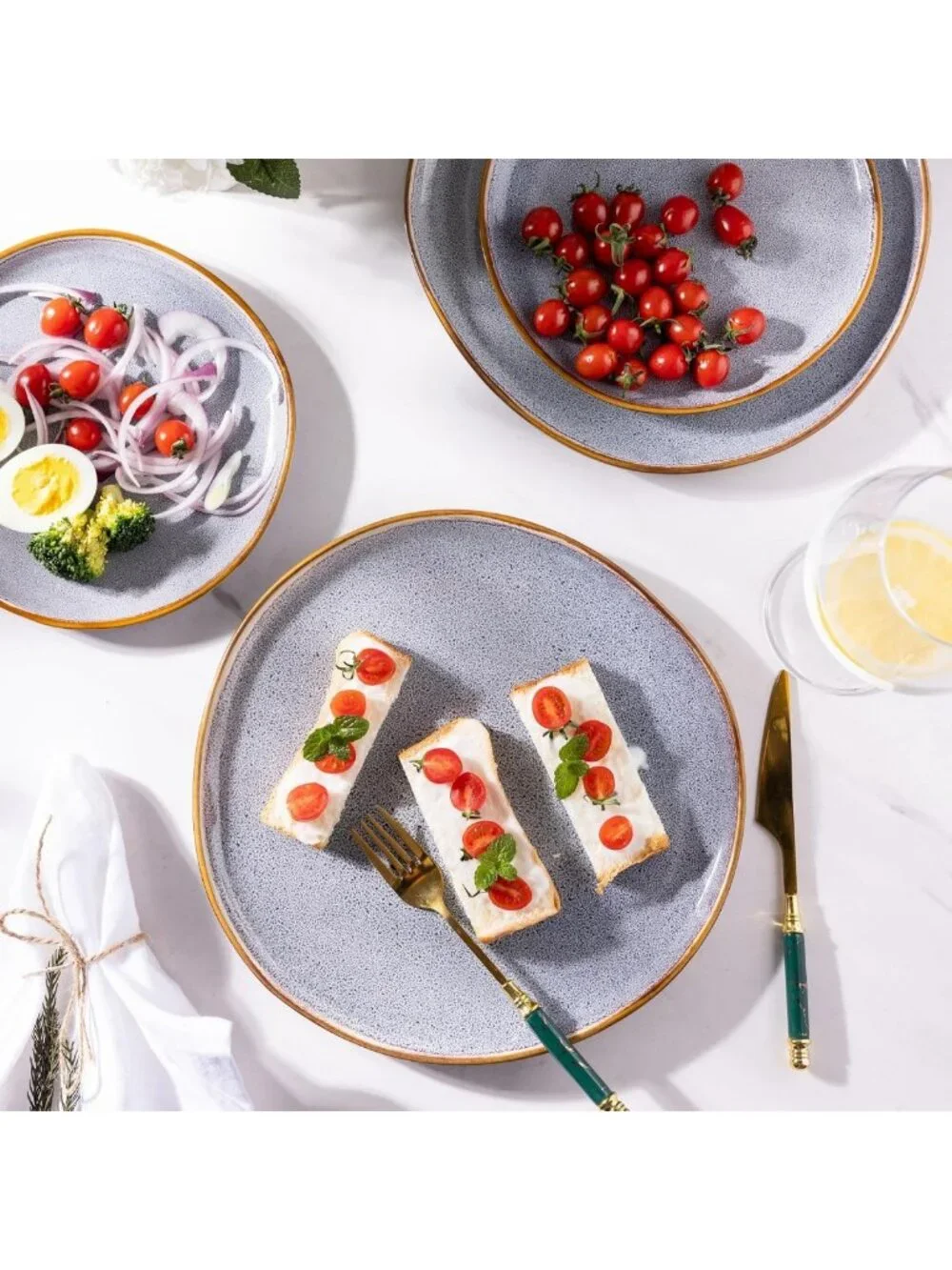 Elegant Ceramic Dinner Plates Set of 6 - 10.5 Inch Stoneware Dining Essentials